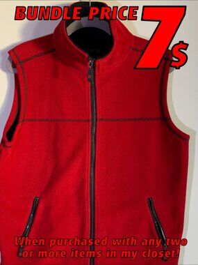 BC Clothing Lined Red Fleece Zip-Up Jacket SMALL